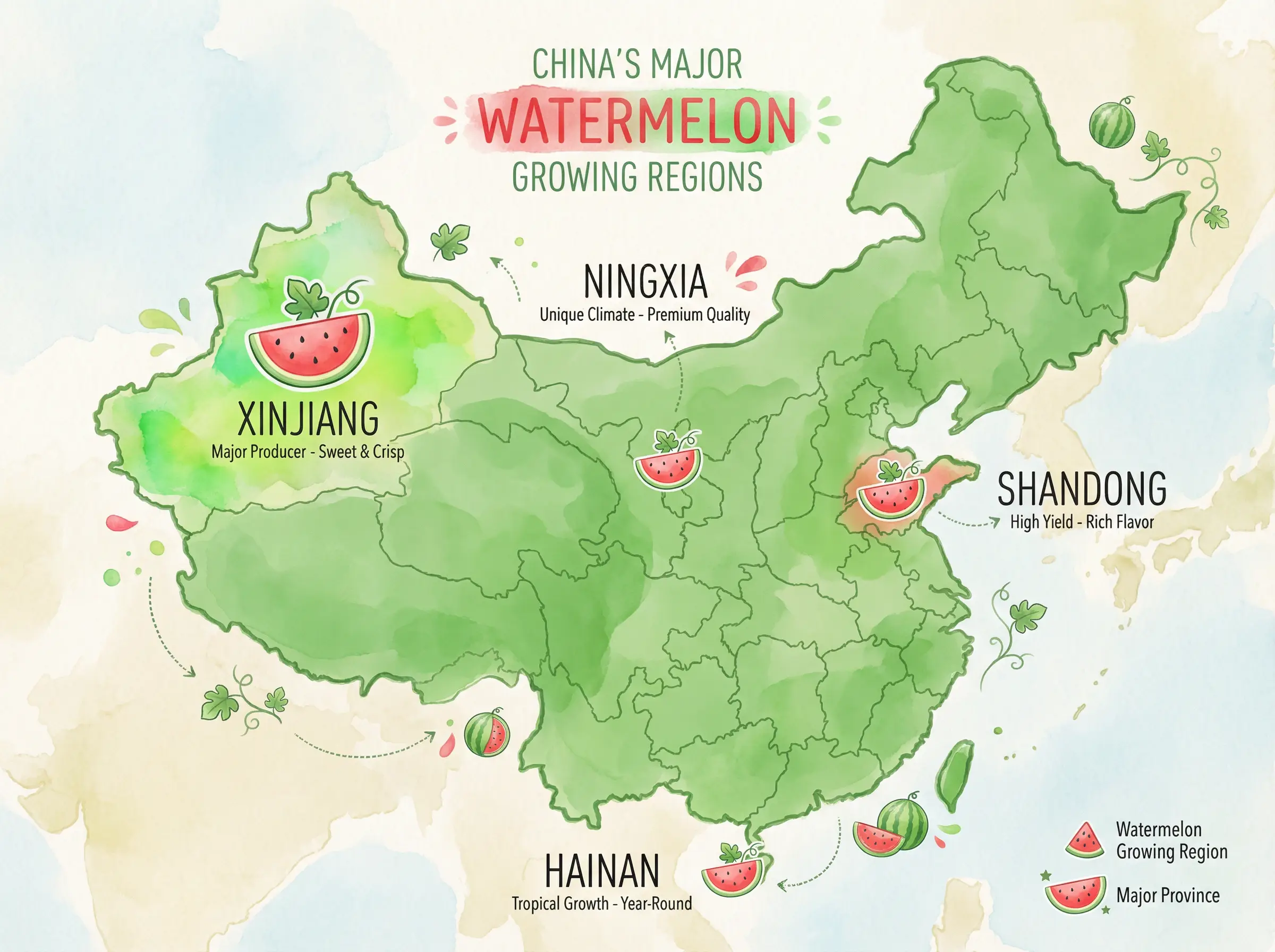中国西瓜主要产地分布地图 - 黑料吃瓜网